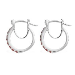Simulated Garnet Color Diamond Hoop Earrings In Sterling Silver 1.00 Ctw 10 Simulated Garnet Color Diamond Hoop Earrings In Sterling Silver 1.00 Ctw -Jewelry store 8914429 3