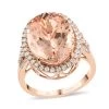 Certified Iliana 18K Rose Gold AAA Marropino Morganite And G-H SI Diamond Halo Ring 6.60 Grams 12.70 Ctw