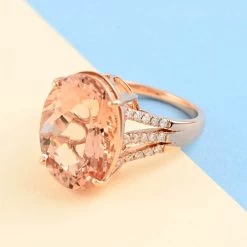 One Of A Kind Certified Iliana 18K Rose Gold AAA Marropino Morganite And G-H SI Diamond Ring 6.40 Grams 12.40 Ctw -Jewelry store 8918822 1