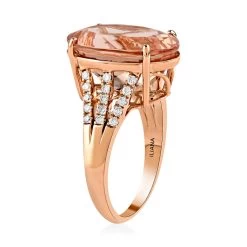 One Of A Kind Certified Iliana 18K Rose Gold AAA Marropino Morganite And G-H SI Diamond Ring 6.40 Grams 12.40 Ctw -Jewelry store 8918822 3