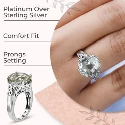 Montezuma Prasiolite Solitaire Ring In Platinum Over Sterling Silver 4.35 Ctw -Jewelry store 8925302 2
