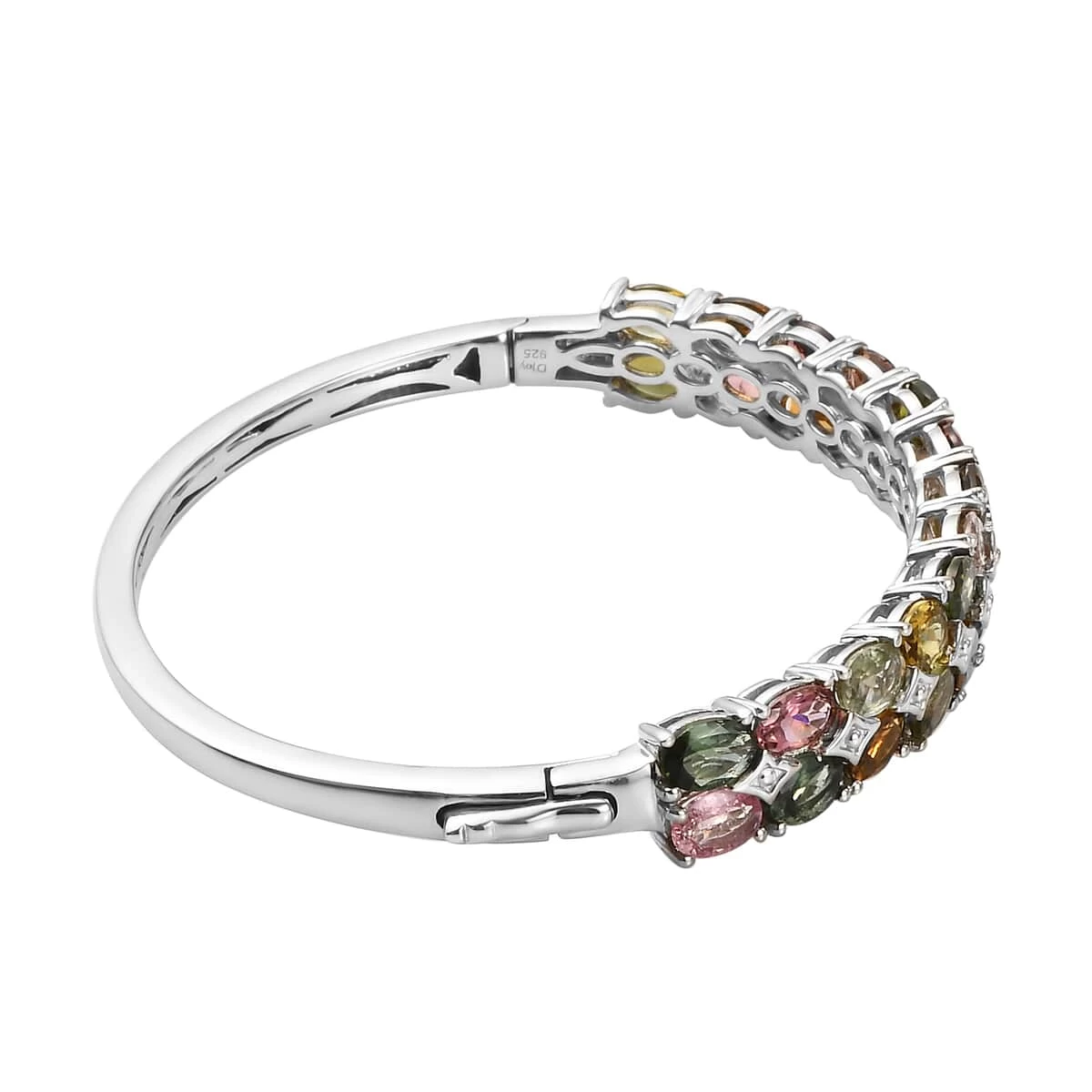 Multi-Tourmaline Bangle Bracelet In Platinum Over Sterling Silver (6.50 In) 15.65 Grams 10.00 Ctw 6 Multi-Tourmaline Bangle Bracelet In Platinum Over Sterling Silver (6.50 In) 15.65 Grams 10.00 Ctw - Image 4