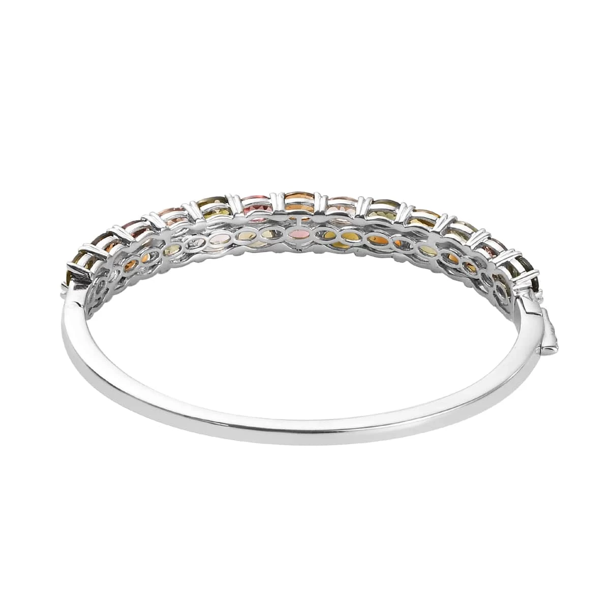 Multi-Tourmaline Bangle Bracelet In Platinum Over Sterling Silver (6.50 In) 15.65 Grams 10.00 Ctw 7 Multi-Tourmaline Bangle Bracelet In Platinum Over Sterling Silver (6.50 In) 15.65 Grams 10.00 Ctw - Image 5
