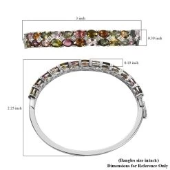 Multi-Tourmaline Bangle Bracelet In Platinum Over Sterling Silver (6.50 In) 15.65 Grams 10.00 Ctw 15 Multi-Tourmaline Bangle Bracelet In Platinum Over Sterling Silver (6.50 In) 15.65 Grams 10.00 Ctw -Jewelry store 8933685 6