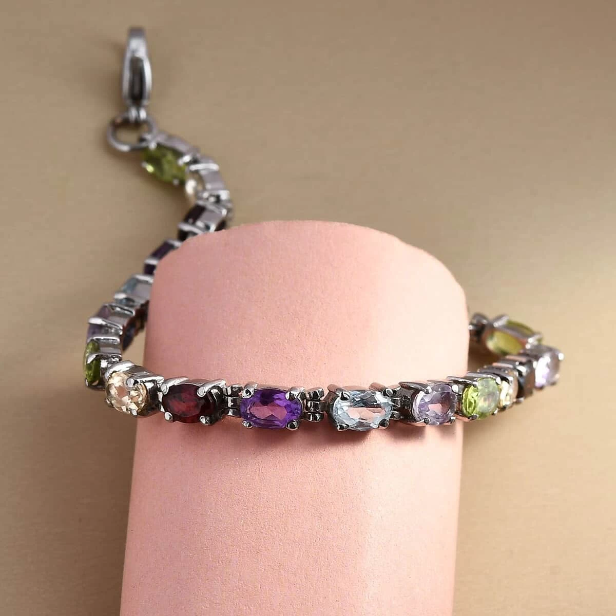 Multi Gemstone Tennis Bracelet In Stainless Steel (8.00 In) 11.15 Ctw 4 Multi Gemstone Tennis Bracelet In Stainless Steel (8.00 In) 11.15 Ctw - Image 2