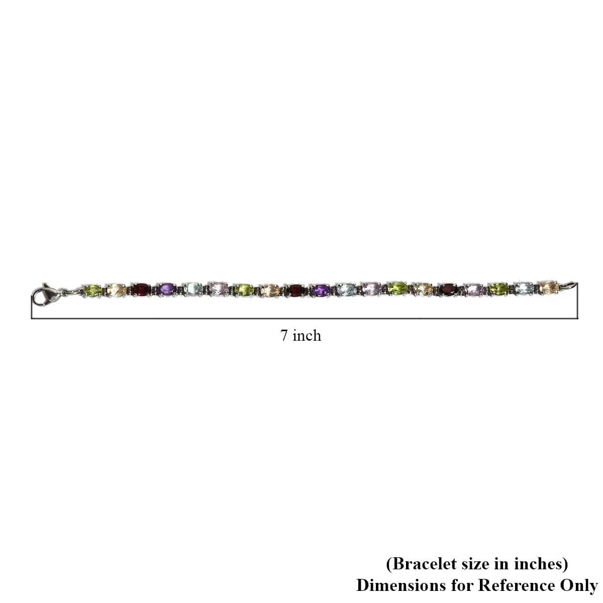 Multi Gemstone Tennis Bracelet In Stainless Steel (8.00 In) 11.15 Ctw 7 Multi Gemstone Tennis Bracelet In Stainless Steel (8.00 In) 11.15 Ctw - Image 5