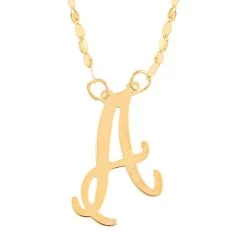 Maestro Gold Collection Italian 10K Yellow Gold 1.2 Mm Initial A Necklace 18 Inches