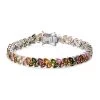 Multi-Tourmaline Linking Bracelet In Platinum Over Sterling Silver (6.50 In) 12 Grams 9.40 Ctw -Jewelry store 8945234