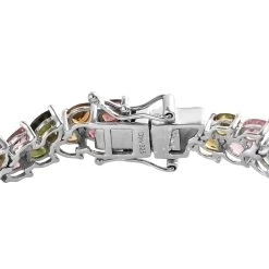 Multi-Tourmaline Linking Bracelet In Platinum Over Sterling Silver (6.50 In) 12 Grams 9.40 Ctw -Jewelry store 8945234 3