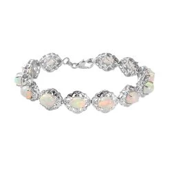 Premium Ethiopian Welo Opal Bracelet In Platinum Over Sterling Silver (6.50 In) 10.75 Grams 8.65 Ctw (Delivered In 10-14 Business Days)