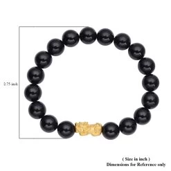 24K Yellow Gold AAAA Black Tourmaline Beaded Stretch Feng Shui Pi Xiu Bracelet 158.50 Ctw -Jewelry store 8949385 5