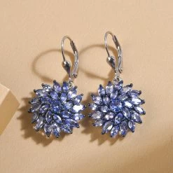 Tanzanite Floral Spray Earrings In Platinum Over Sterling Silver 5.40 Ctw 8 Tanzanite Floral Spray Earrings In Platinum Over Sterling Silver 5.40 Ctw -Jewelry store 8960924 1