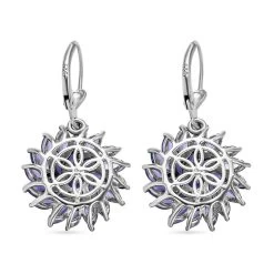 Tanzanite Floral Spray Earrings In Platinum Over Sterling Silver 5.40 Ctw 10 Tanzanite Floral Spray Earrings In Platinum Over Sterling Silver 5.40 Ctw -Jewelry store 8960924 3