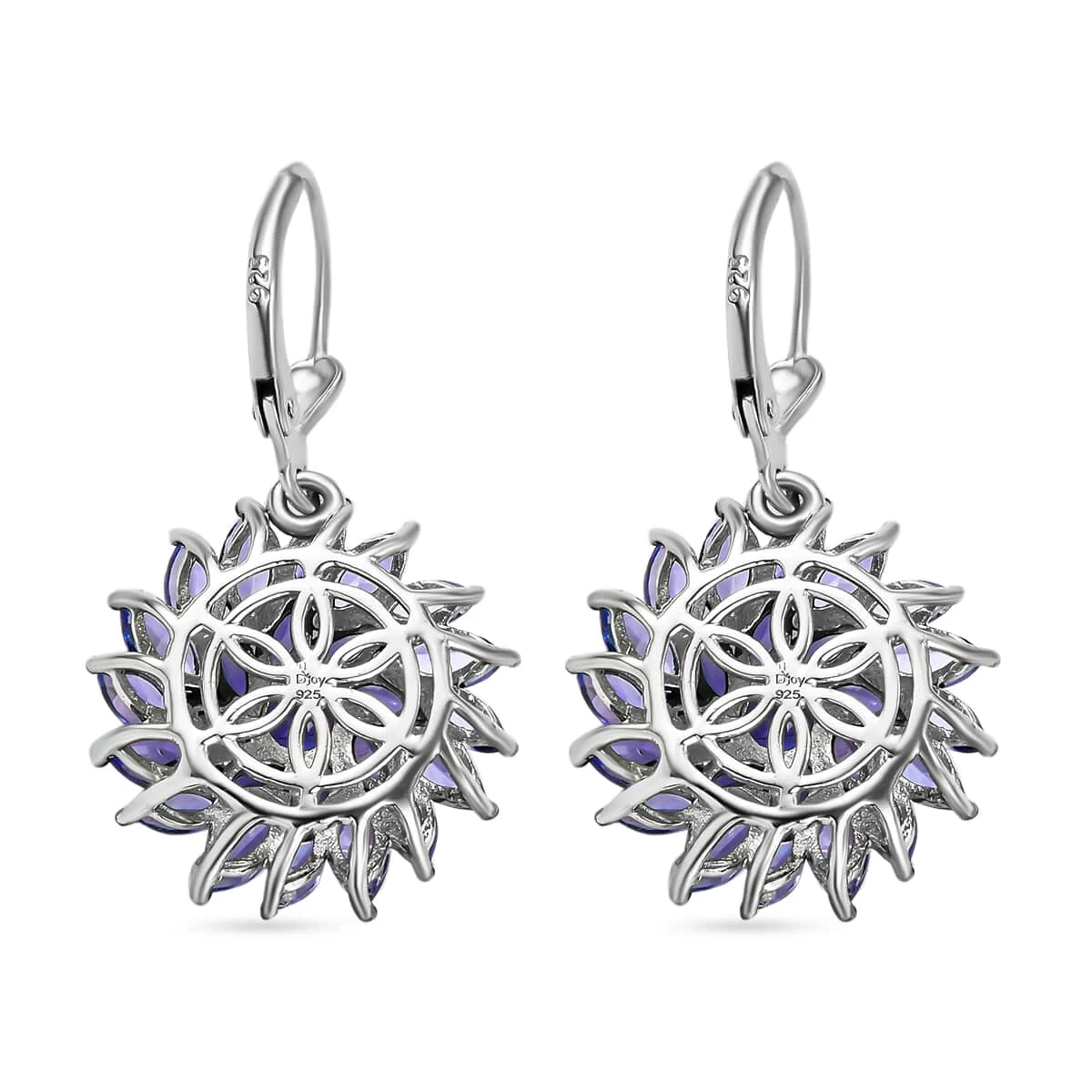 Tanzanite Floral Spray Earrings In Platinum Over Sterling Silver 5.40 Ctw 6 Tanzanite Floral Spray Earrings In Platinum Over Sterling Silver 5.40 Ctw - Image 4