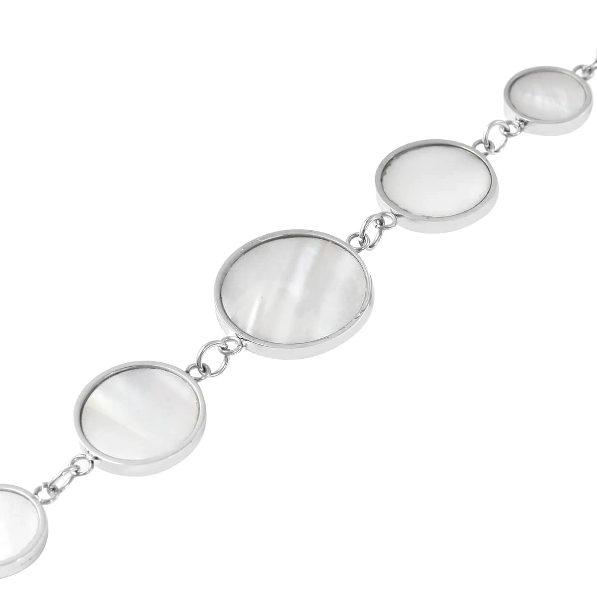 Black Agate And Mother Of Pearl 2 In 1 Station Style Bracelet In Stainless Steel (7.00 In) 42.00 Ctw 7 Black Agate And Mother Of Pearl 2 In 1 Station Style Bracelet In Stainless Steel (7.00 In) 42.00 Ctw - Image 5