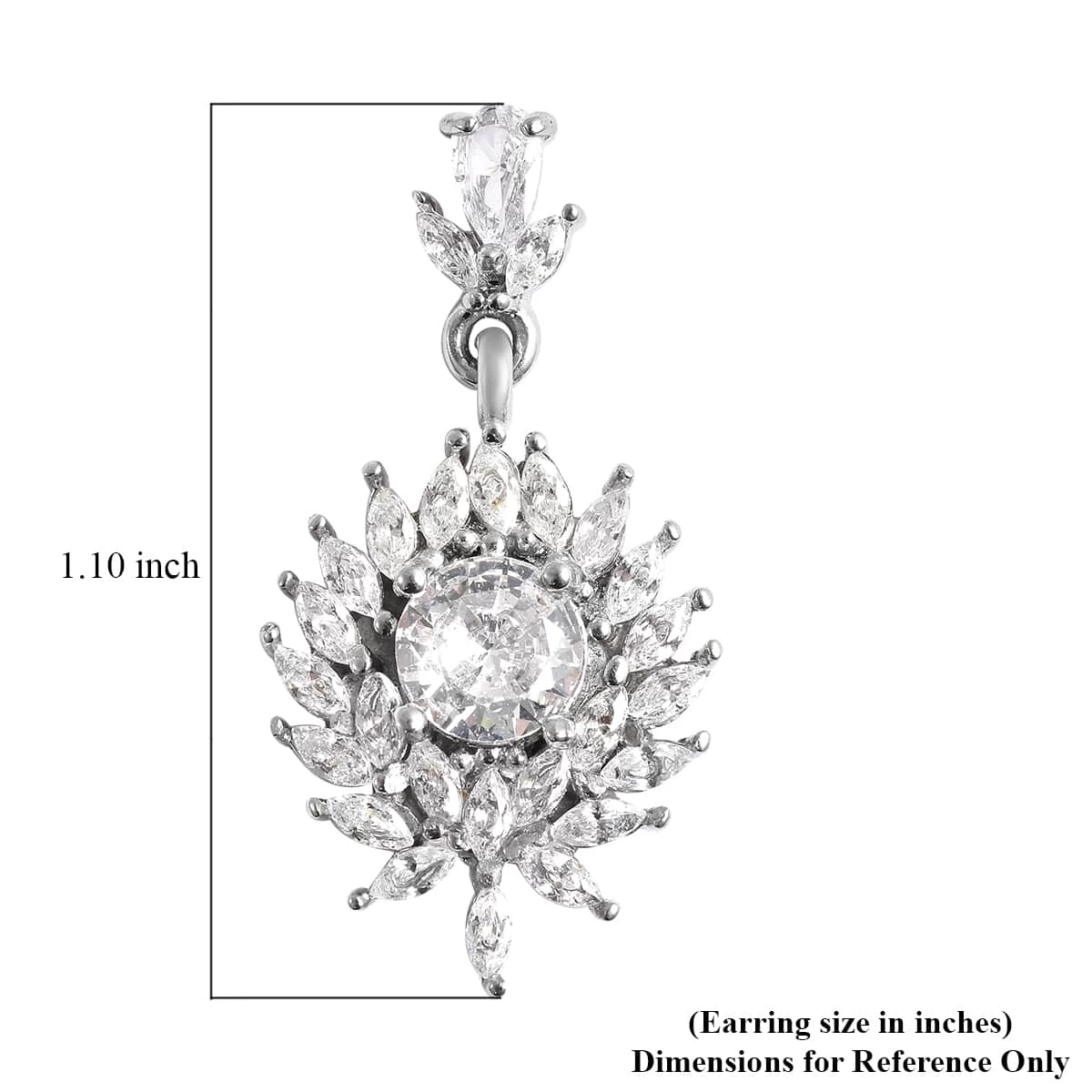 Simulated Diamond Floral Earrings In Stainless Steel 5.60 Ctw 5 Simulated Diamond Floral Earrings In Stainless Steel 5.60 Ctw - Image 3