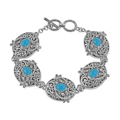 BALI LEGACY Natural Arizona Sleeping Beauty Turquoise Bracelet In Sterling Silver (7.00 In) (32.75 G) 5.00 Ctw