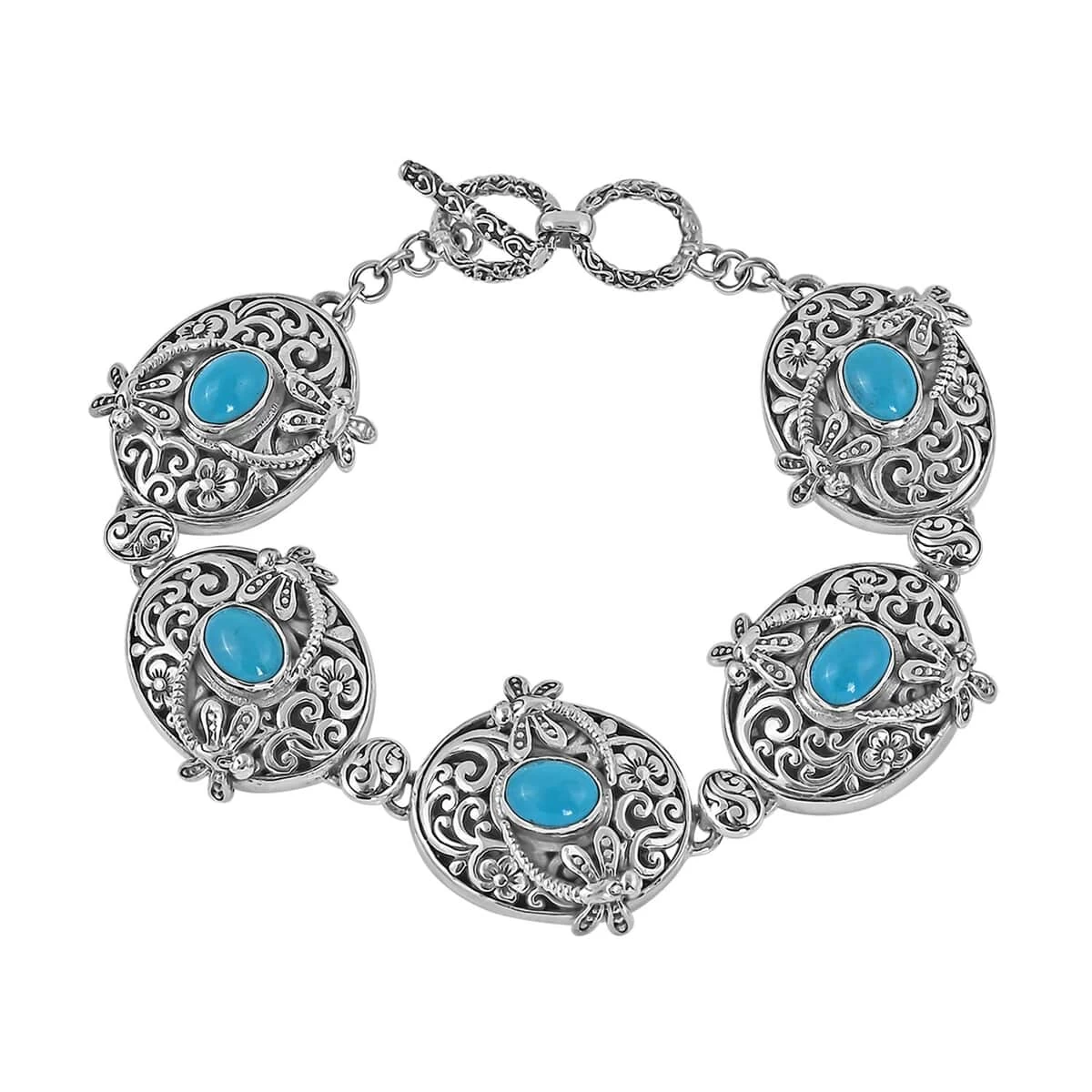 BALI LEGACY Natural Arizona Sleeping Beauty Turquoise Bracelet In Sterling Silver (7.00 In) (32.75 G) 5.00 Ctw 3 BALI LEGACY Natural Arizona Sleeping Beauty Turquoise Bracelet In Sterling Silver (7.00 In) (32.75 G) 5.00 Ctw