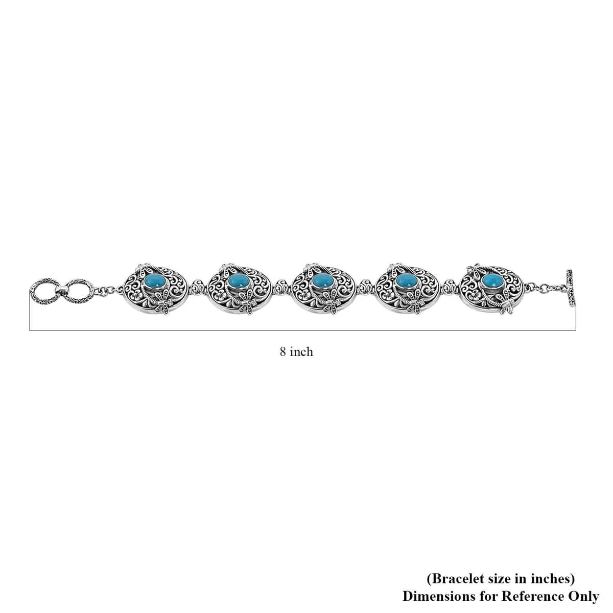 BALI LEGACY Natural Arizona Sleeping Beauty Turquoise Bracelet In Sterling Silver (7.00 In) (32.75 G) 5.00 Ctw 8 BALI LEGACY Natural Arizona Sleeping Beauty Turquoise Bracelet In Sterling Silver (7.00 In) (32.75 G) 5.00 Ctw - Image 6